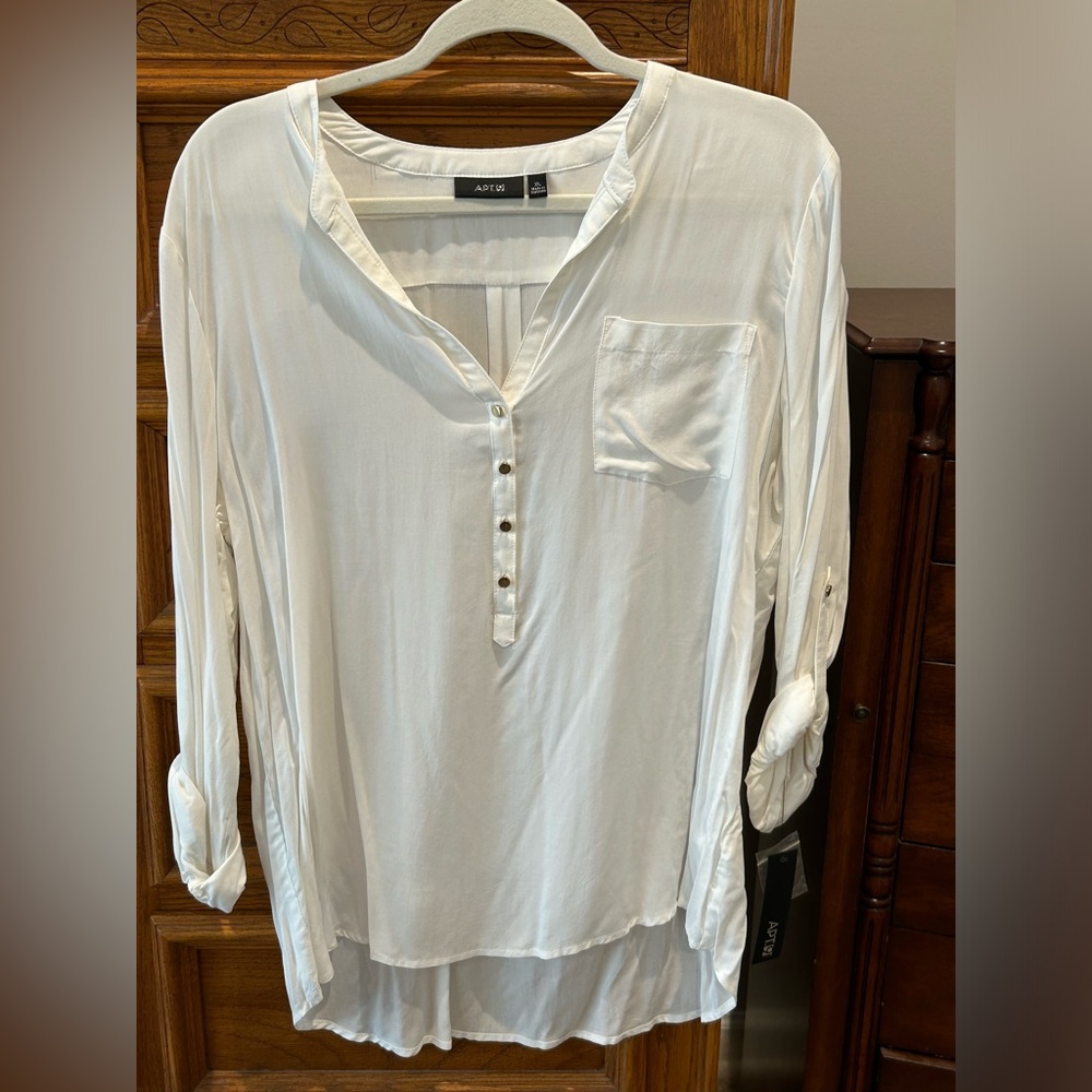 Off white long sleeve pull over blouse by Apt 9.